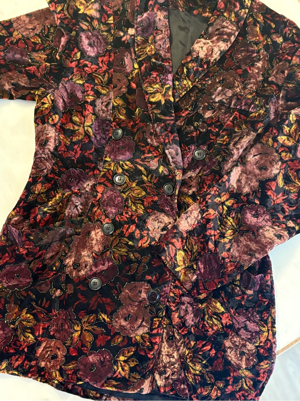 Women’s Burgundy Floral Velvet Blazer
